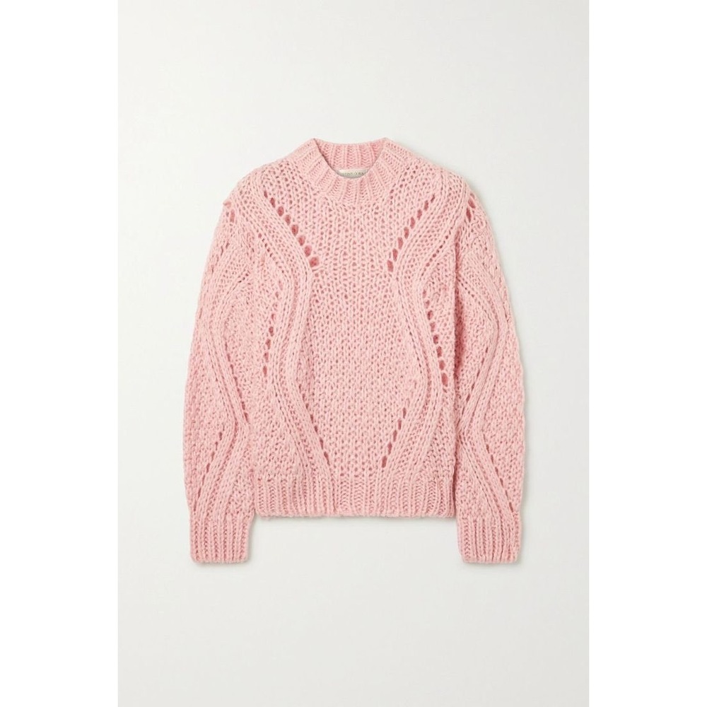 Stine Goya Alex Cable Knit Mohair Blend Sweater Baby Pink XS
